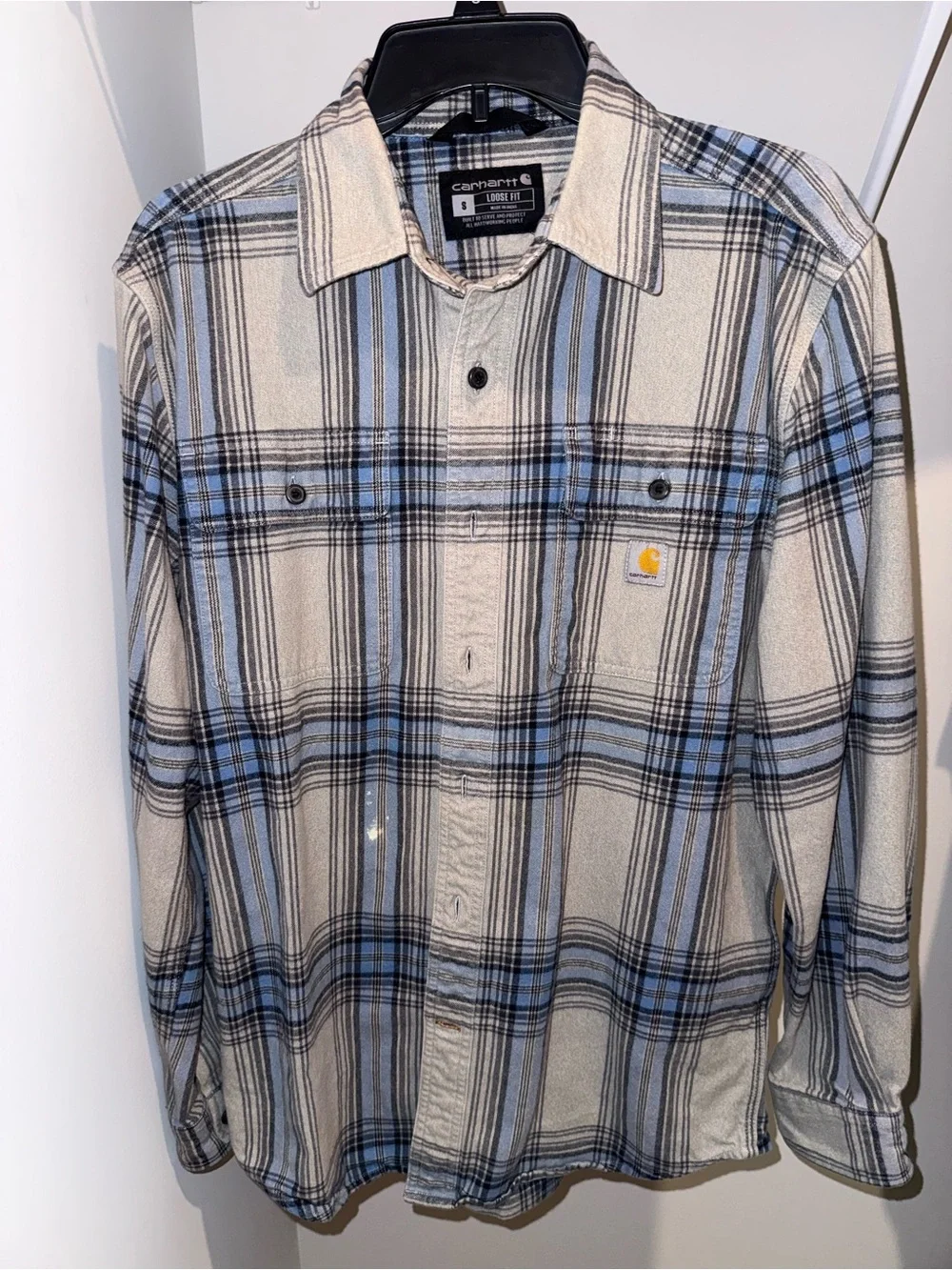 Carhartt Men’s Light Blue & Cream Plaid Shirt Jacket